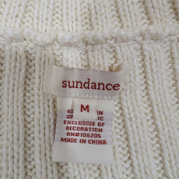 Sundance Legends rib knit side tie turtleneck sweater, ivory cream, size M - Picture 5 of 9